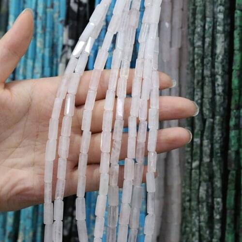 Natural Stone Crystal Quartz Beads Rectangle Loose Spacer Beads for Making Necklace Bracelet DIY Jewelry Accessories 4x13mm