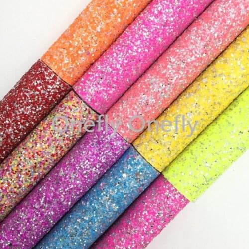 Onefly Wholesales Dropshipping Leather Supplier Silver Iridescent Chunky Glitter Faux Vinyl Fabric Sheets For Bow DIY FZ048A