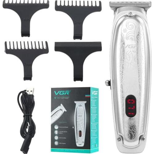 VGR-061 Brand Silver All Metal T Blade Finish Haircut Machine 0mm Baldheaded Professional Hair Clipper Men Electric Hair Trimmer