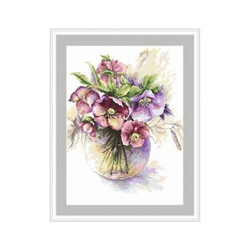 -8793-lilac vase flower Cross Stitch Set Cross-stitch Kit Embroidery Needlework Craft Packages Cotton Fabric Floss