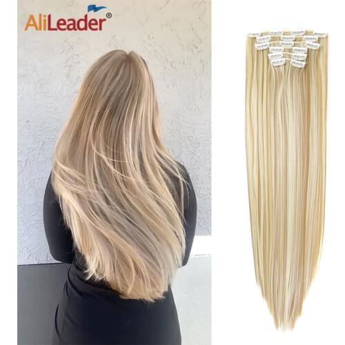 AliLeader 16 Clips In Hair Extensions Women Natural Hair Extensions 6 Pcs/Set 16 Colors 22 Inch Synthetic Hair Piece