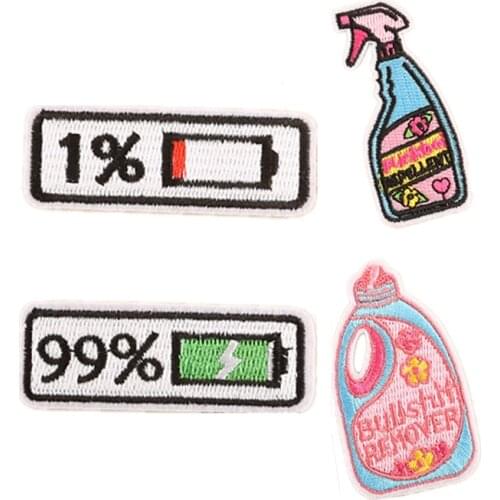 New Colorful Bottle Remover Love Star Iron On Embroidered Clothes Battery Patches For Clothing Stickers Garment Wholesale