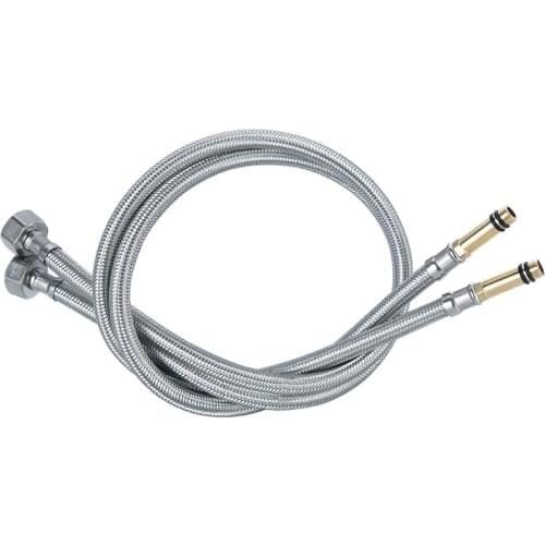 New Basin Dish Hot And Cold Water Inlet Pipe Pointed Hose Long Rod Steel Wire Explosion-Proof Metal Plumbing Hoses 2Pcs