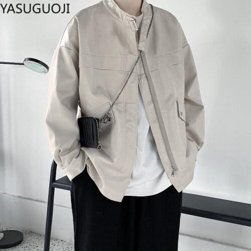 YASUGUOJI New 2021 Mens Leather Jacket Fashion Vintage PU Leather Coats Men Motorcycle Jackets High Quality Casual Jacket Men