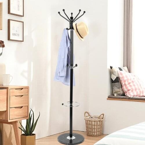 New Modern Black Fixed Hall Stand Coat Rack With Umbrella Stand Tree Style Hat Coat Clothes Rack Hanger For Home Hotel HWC