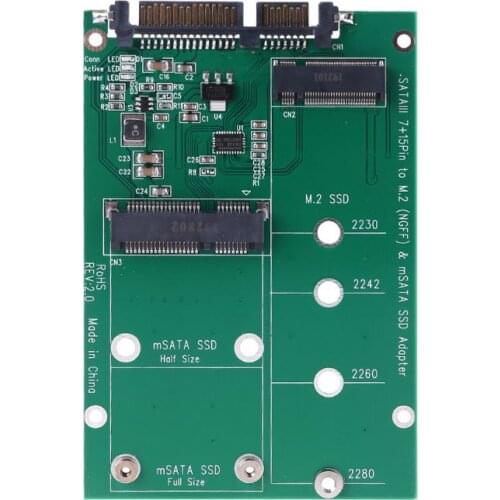 MSATA & M.2 (B-Key NGFF) 2in1 Sized Multiple SSD to SATA 3 III Adapter Converter