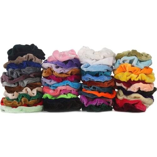 50-Pack Velvet Elastics Bobbles Hair Bands Colorful Hair Tie Ropes Scrunchie