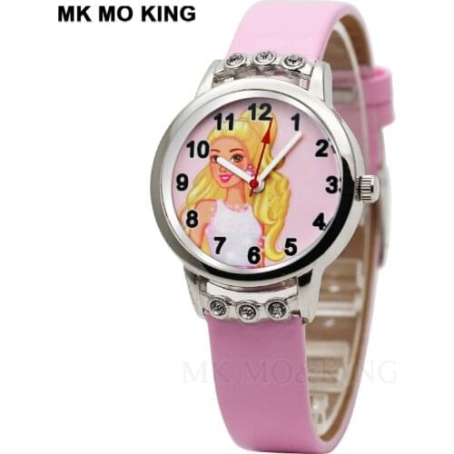 Pink Childrens Leather Watch Fashion 7 Color Leather Kids Quartz Sports Wrist watch Saat Relogio Montre Enfant 2021