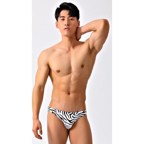 SD468 Zebra printed swimsuits men sexy tight swimwear men swimsuits sunga swimming pool party swim briefs bikinis small size