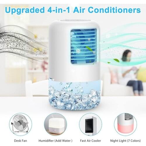 LED displays annular household mini-cooling fan, air-cooled indoor/outdoor, portable humidifying air conditioning