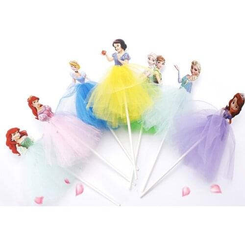 1PCS 21cm Princess Birthday Party Decorations Kids Cake Topper for Girls Birthday Decoration Anniversaire Cake Supplies