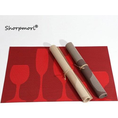 12x18inch Wineglass Jaquard Style Table Placemat Stain Resistant Anti-Slip PVC Coaster Pad Home Hotel Use Vinyl Table Mat