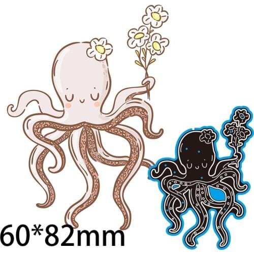 Cutting Dies Cute Octopus Stencil Craft for Scrapbook Stamps Dies Embossing Paper Gift Card 60*82mm