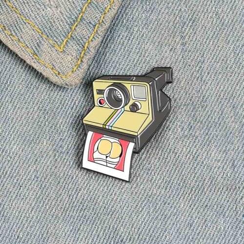 Funny Cartoon Camera Photography Brooch Bag Clothes Backpack Lapel Enamel Pin Badges Cartoon Jewelry Gift For Friend Accessories