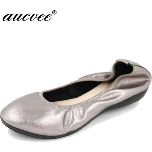 HIGHT COLORS New 2019 Round Toe Flats Sapatilha Ballerina Flats Ballet Shoes SILVER GRAY Women Sapato Feminino size 35-41 A-307