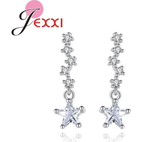Retro Style Night Sky Bright Star Shape Sparkling 925 Silver Earrings Summer Festival Honeymoon Jewelry For Women
