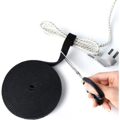 1M/3M/5M Fastening Tape Hook and Loop Cable Ties Reusable Self Adhesve Straps for Cable Organization