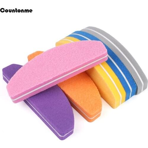 10Pcs/Lot Sponge Sandpaper Nail File 100/180 Mini Half Moon Nail Sanding Blocks Grinding Polishing Buffer Manicure Care Tools
