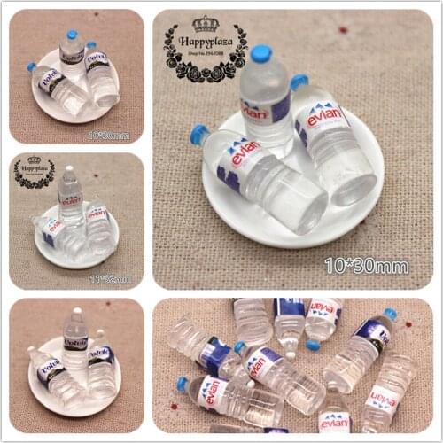 10pcs Kawaii Resin Simulation 3D Mineral Water Bottle Miniature Art Flatback Cabochon DIY Craft Decoration,10*30mm