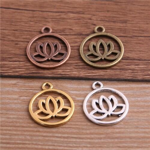 10pcs 20*24mm Vintage Metal Lotus Charms DIY for Jewelry Making Handmade Retro Flower Pendant Charms