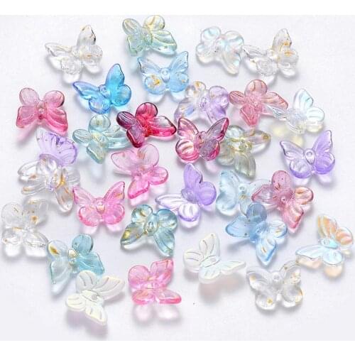 100pcs Butterfly Transparent Glass Charms Pendants Mixed Color For DIY Bracelet Necklace Earrings Jewelry Making Accessories