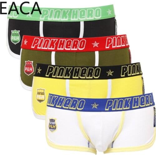 4pcs\Lot So Cool Pink Heroes High-Quality Cotton Underwear Men Boxer Shorts Fashion Male Underpants Sexy Men panties men cuecas