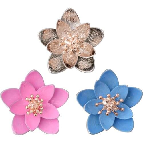 5pcs/lot High Quality 18mm Snap Button Jewelry Big Lotus Flower Snap Buttons Fit Snap Bracelet for Women Snaps Jewelry
