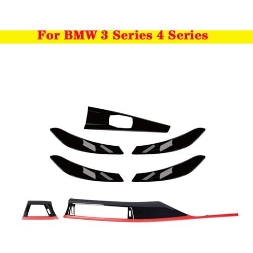 7 Pieces LHD Door Armrest Inner Handle Panel Red Blue Center Console Protective Cover Asseccories For BMW 3 Series 4 Series