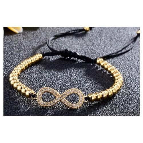 8mm yhd324 glasses infinity gold silver cz zircon cubic zirconia bracelet adjusted Macrame Charm Braided Copper Rope Bangles