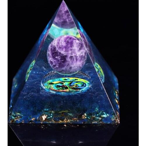 Amethyst Crystal Sphere Orgonite Pyramid Reiki Aura Balancing Metaphysical Yoga Reiki Healing Meditation Energy Accumulator