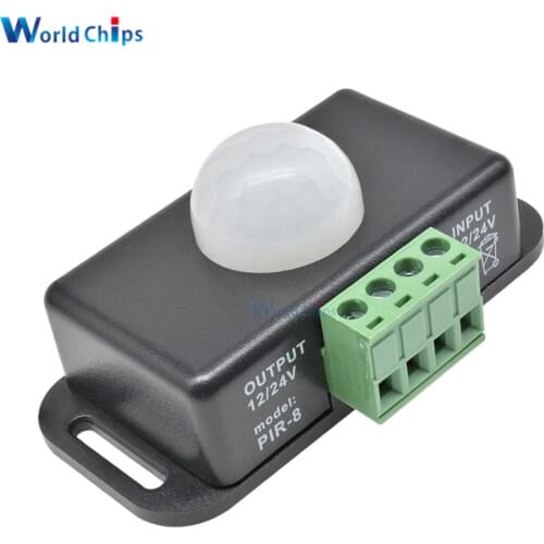 DC 12V 24V 8A Automatic Adjust PIR Motion Sensor Switch IR Infrared Detector Light Switch Module for LED Strip Light Lamp