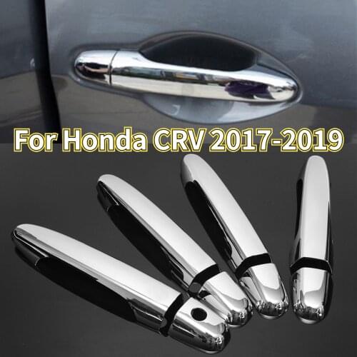 For Honda CR-V CRV 2017 2018 2019 New Chrome Door Handle Covers Trim Sticker With Two Smart Entry Buttons Car Accessories