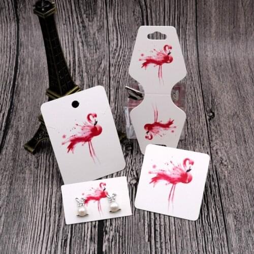 Red Bird Printed Handmade Tag Necklace&Earring display card 100pcs/lot For Jewelry Packaging Vintage Accessory Rectangle Label