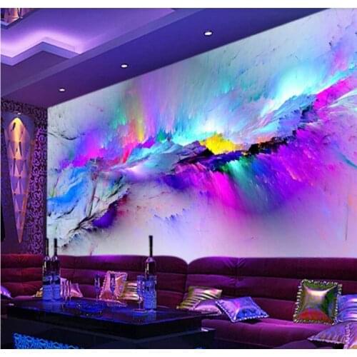Xuesu Customized 8d photo wall cool color glare nebula bar KTV background wall paper mural