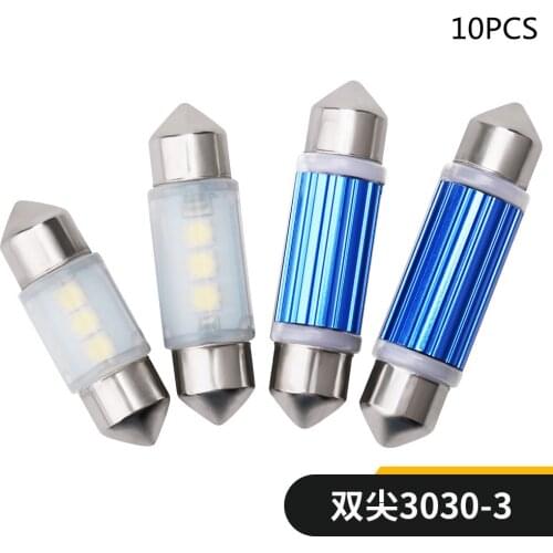 10PCS Festoon LED Car Light 31mm 36mm 39mm 41mm 3 3030 SMD Dome License Plate Trunk Bulb Luggage Compartment Lamp DC 12V White