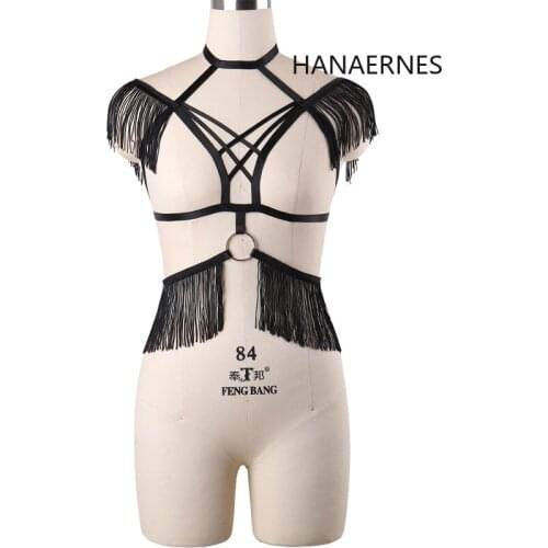 HANAERNES Fashion Gothic Clothes Women Sock Garters Party Hot Dance Lingerie Adult Bustier Corsets leather garter plus size punk