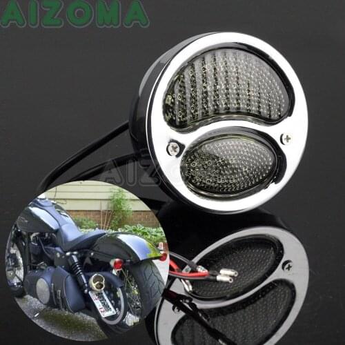 Chrome Motorcycles 12v LED Warning Signal Brake Tail Light For Harley Sportster Street Bob FX/XL Bobber Custom Stop Taillights