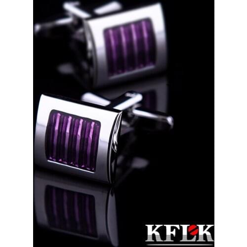 KFLK Jewelry shirt cufflinks for mens Brand Purple Cuff link Wholesale Button High Quality Luxury Wedding Groom guests