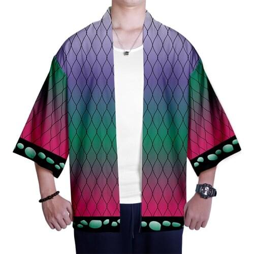 Ghost Blade Casual 3D Kimono Fashion Japanese Style Kimono Pop Seven-Sleeve Cardigan Autumn Summer Demon Slayer Top