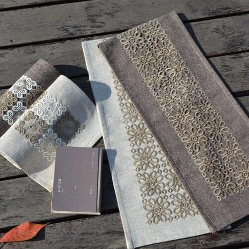 Classical brown/linen color table runner linen fabric tablecloth bed runner cotton linen cabinet mat cover dust proof