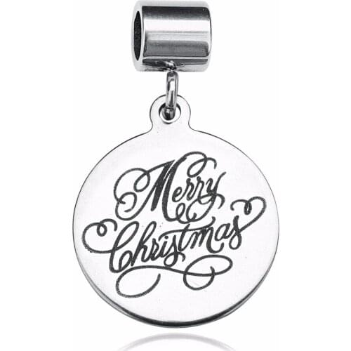 Louleur New Stainless Steel Pendant Sets 20mm Round Letter Charm Pendant with 5mm Hole for Bracelet DIY Jewelry Makings Findings