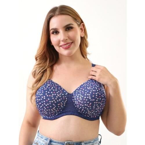 Cool Bliss Lightly Lined Balconette Bra Polka Dot Floral Underwire Plus Size Bra Lace Wing Thin Mold Cup Full Coverage Bras100F