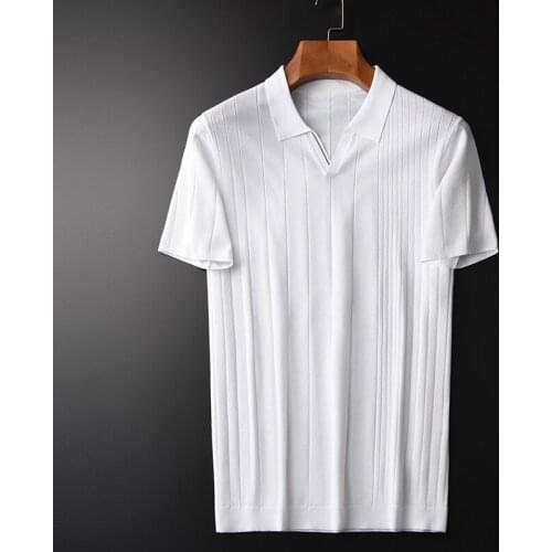 Summer Knitting Mens Plus Size 4xl White V Neck Short Sleeve Men Fashion Slim Fit Casual Man T-shirts