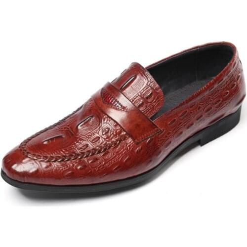 Trendy Embossed Leather Business Casual Men Shoes Fashion Loafers Office Work Shoes Mens Daily Leisure Party Shoes Size 38-44
