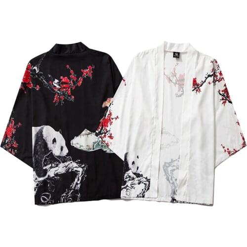 Fashion Yukata Flowers Print Kimono Shirt Casual Women Cardigan Beach Top Japanese Harajuku Streetwear Kawaii Panda Tradition