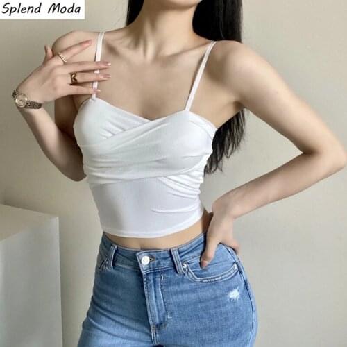 Splend Moda 2021 Summer Underwear Inside Outside Wear Tube Top White Slim Sexy Women Tight-Fitting Solid Color Short Camisole