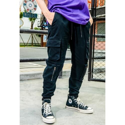 2019 Harajuku New Casual Pants Men Cotton Cargo Pants Fashion Male hip hop design Side Multi Pockets Streetwear Clothing