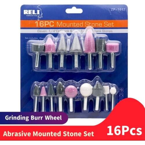 16pcs Abrasive Mounted Stone Set Multi Tool Grinding Burr Wheel Grinding Stone Wheel