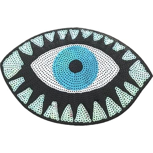 2019 New Evil Eeyball Sequined Sew on Patches for Clothing Bags DIY Sewing Accessories Large Eye Sequins Patch Appliques