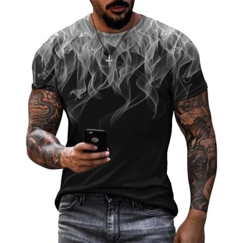 2021New MenT-Shirt 3D Smoke Flame Pattern Printing Printed Summer O -Neck Daily Casual Comfortable T Shirt Oversized XXS-7XL
